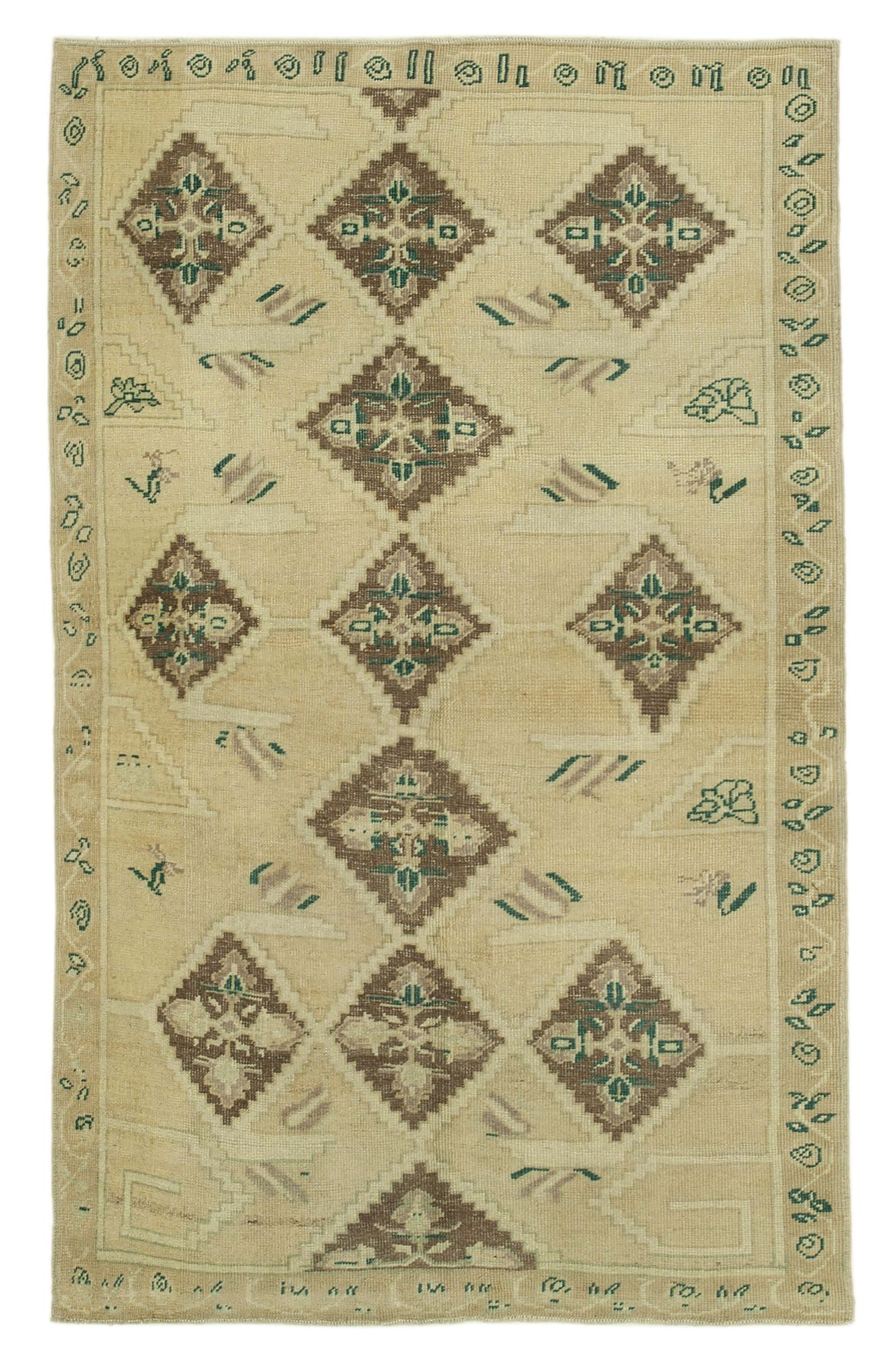 1960s handmade oriental beige rug 154 cm x 247 cm