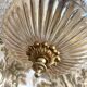 Large two-tone pressed glass ball pendant light