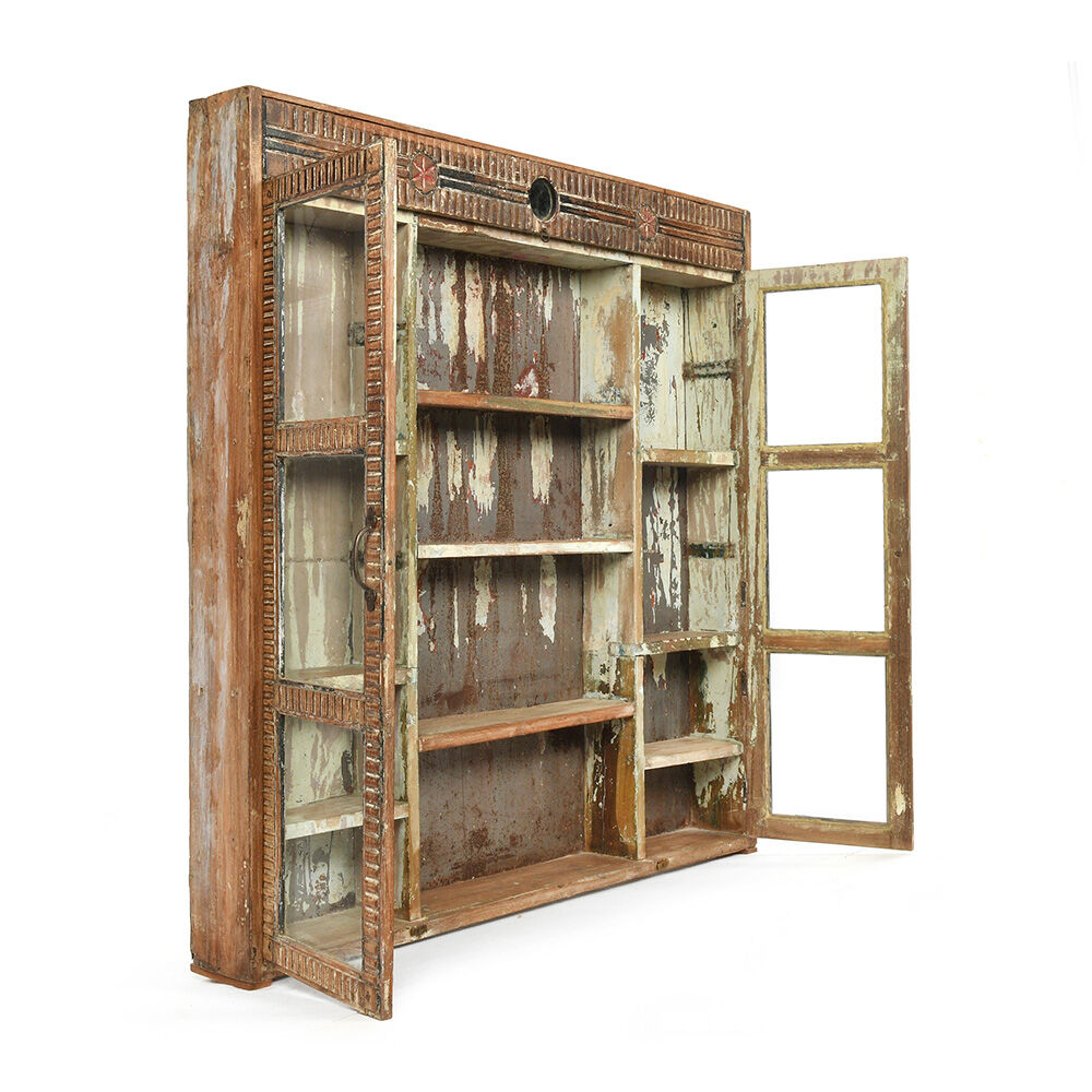 Patinated wooden wall window