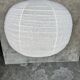 Grande suspension en rotin et lin naturel japonisante ronde aplatie (Labu) H57 D80