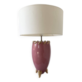 Pink and gold ceramic tripod table lamp