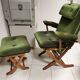 Vintage scandinavian style relax armchair + footrest adjustable tilt