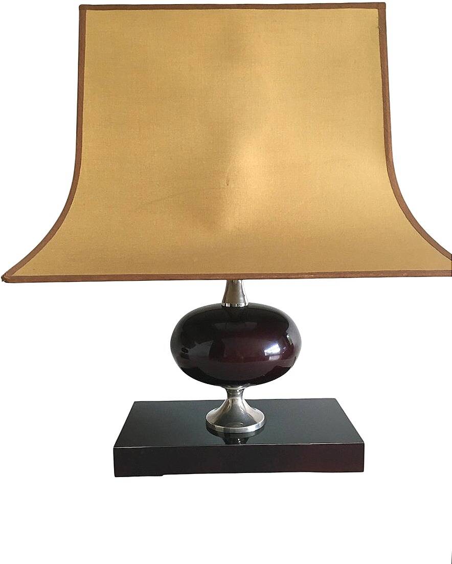 Pair of lamps, resin and chrome steel, by Philippe Barbier, circa 1970.