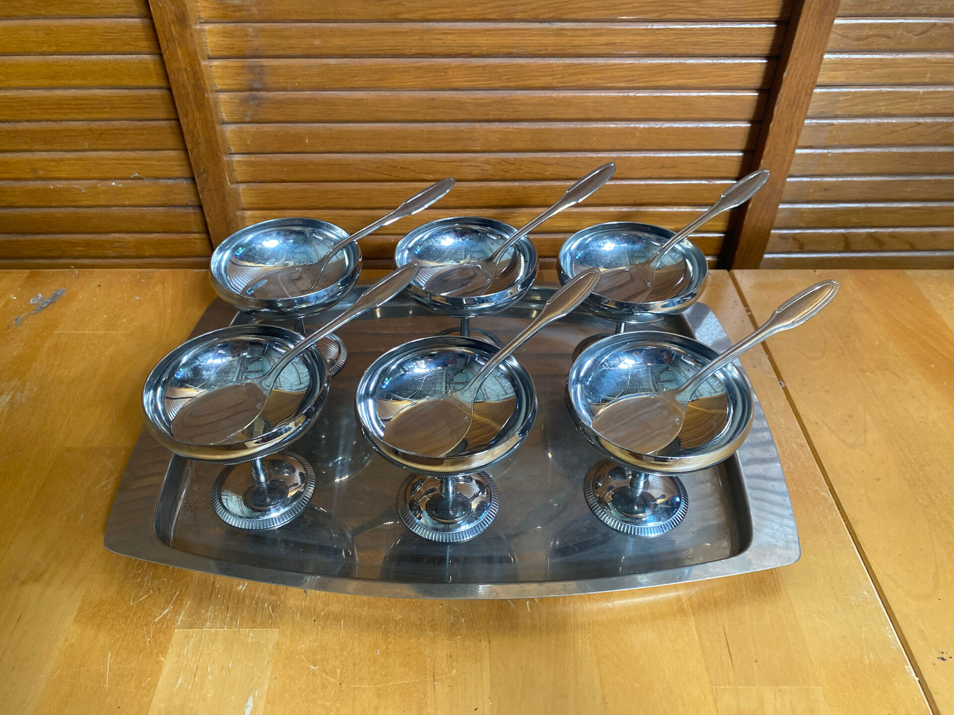 Service à glace rémy letang plateau + 6 coupes + 6 cuillères vintage #