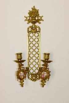 Pair Of Vintage French Brass Sconces
