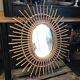 Miroir ovale vintage en rotin
