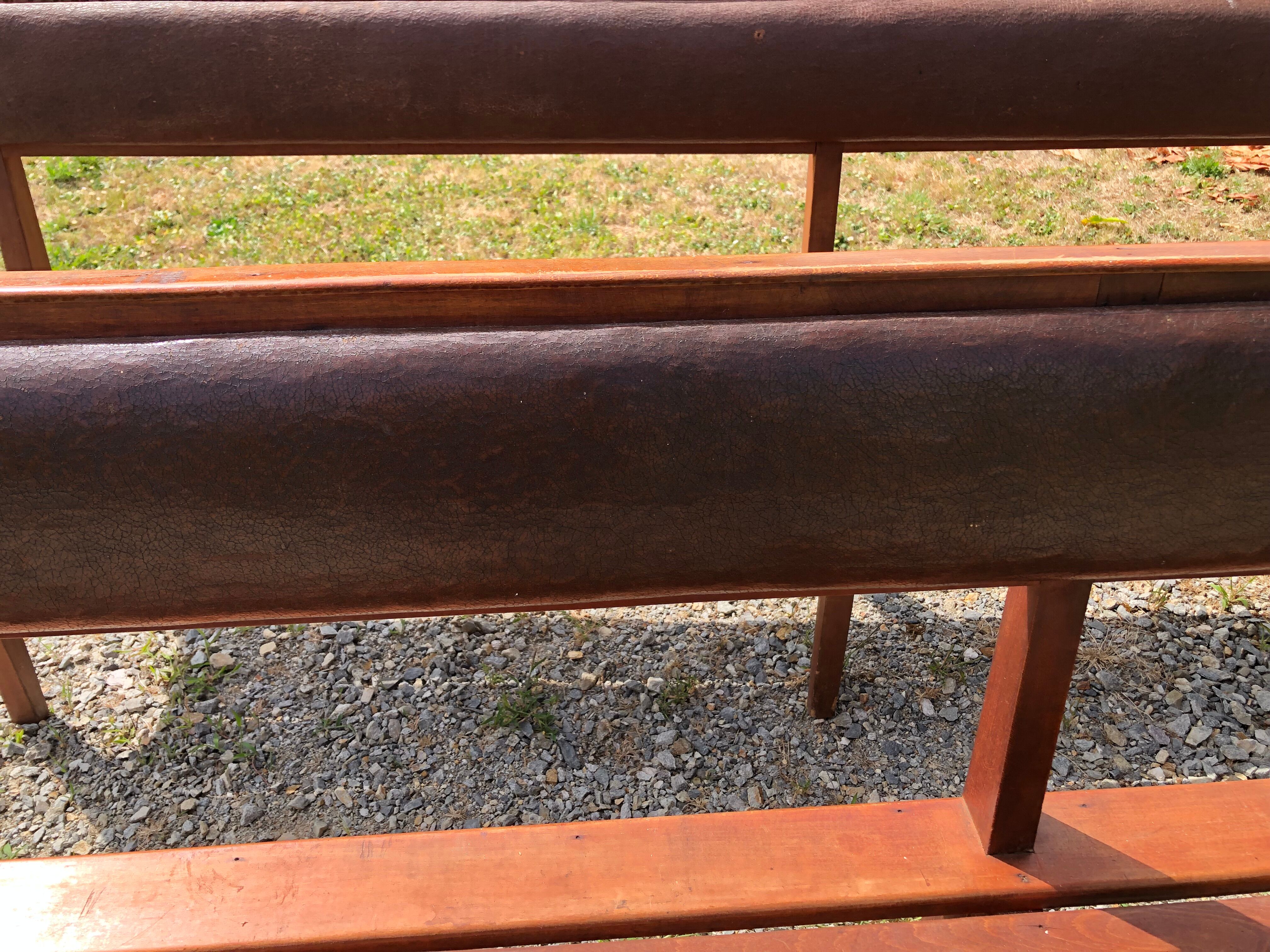 Duo of vintage church benches in solid beech
