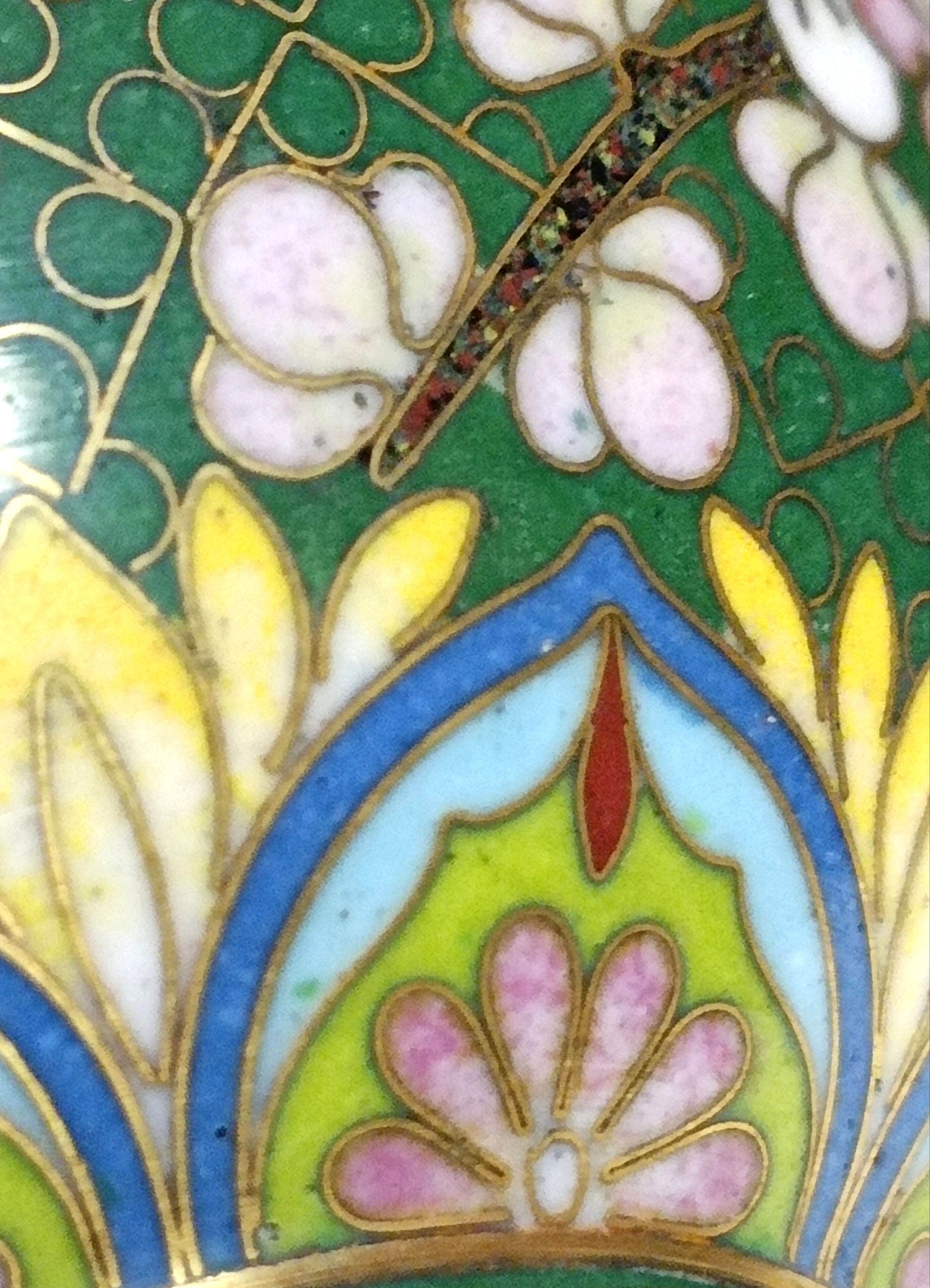 Pair of Asian enamel cloisonné vases