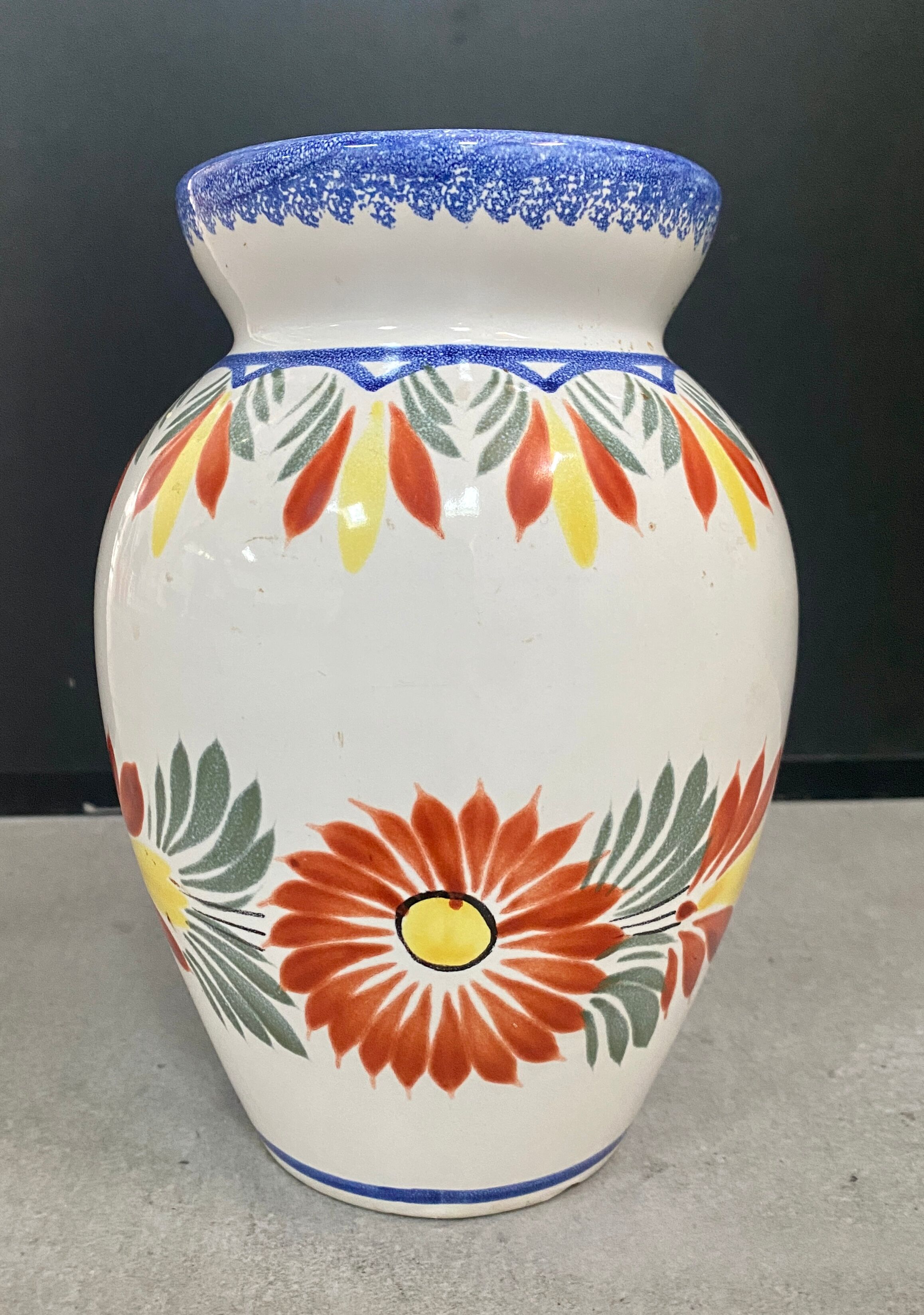 “Henriot Quimper” vase, ceramic flowers, 1970s