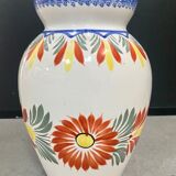 “Henriot Quimper” vase, ceramic flowers, 1970s