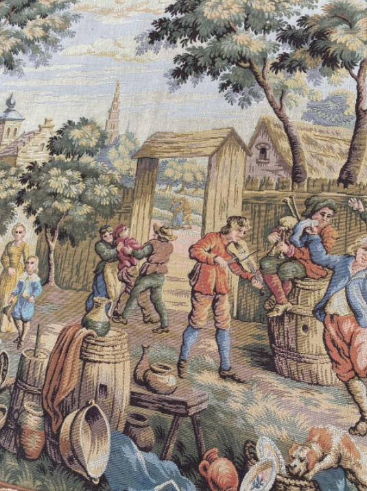 Vintage French tapestry Jaquar 84 x 201 cm