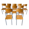 Set of 10 school chairs 70s