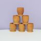Set of 6 brown wooden egg cups