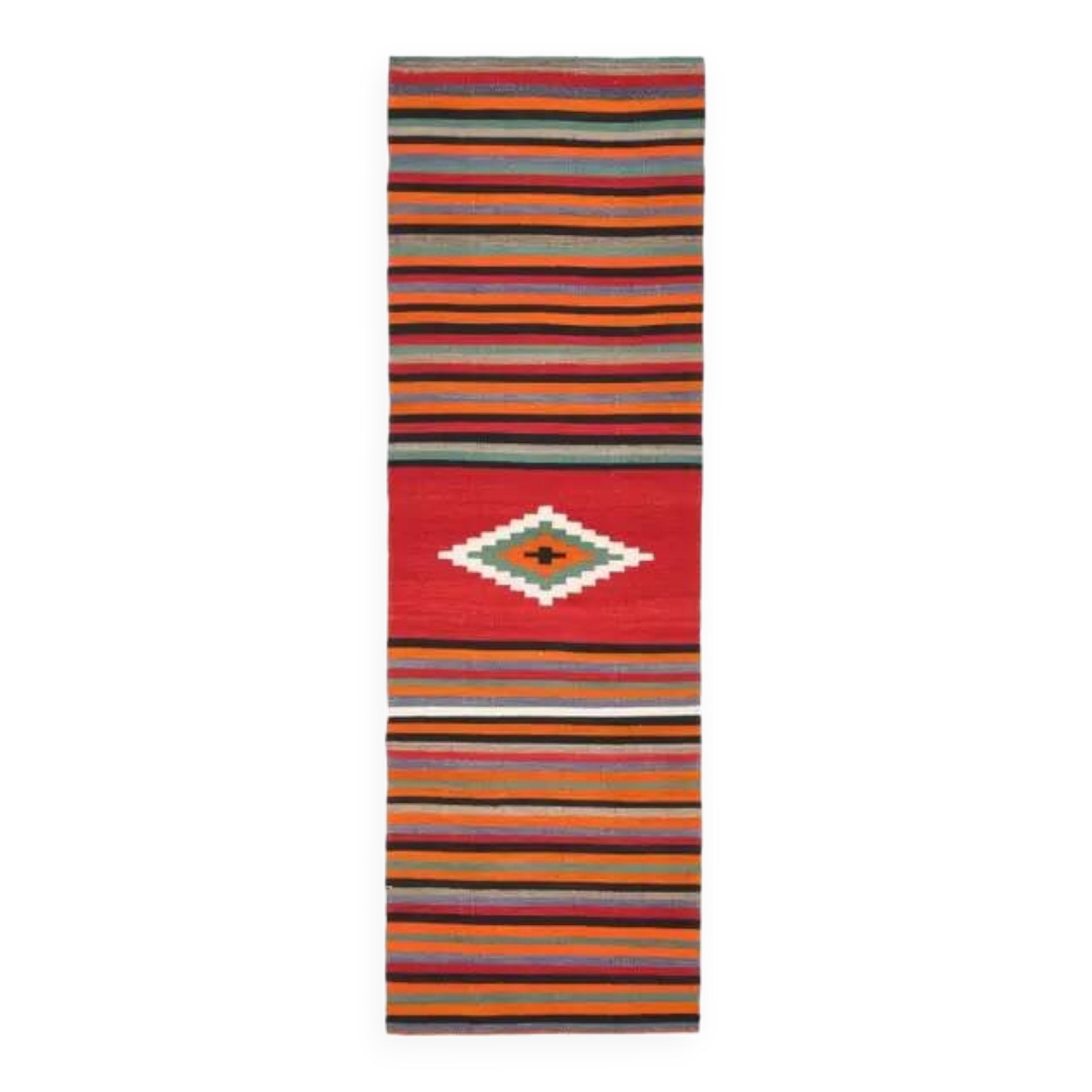 Vintage Turkish Oushak Handmade Wool Cotton Orange Runner Rug 84x262