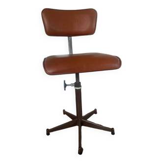 chaise industrielle vintage skaï et acier