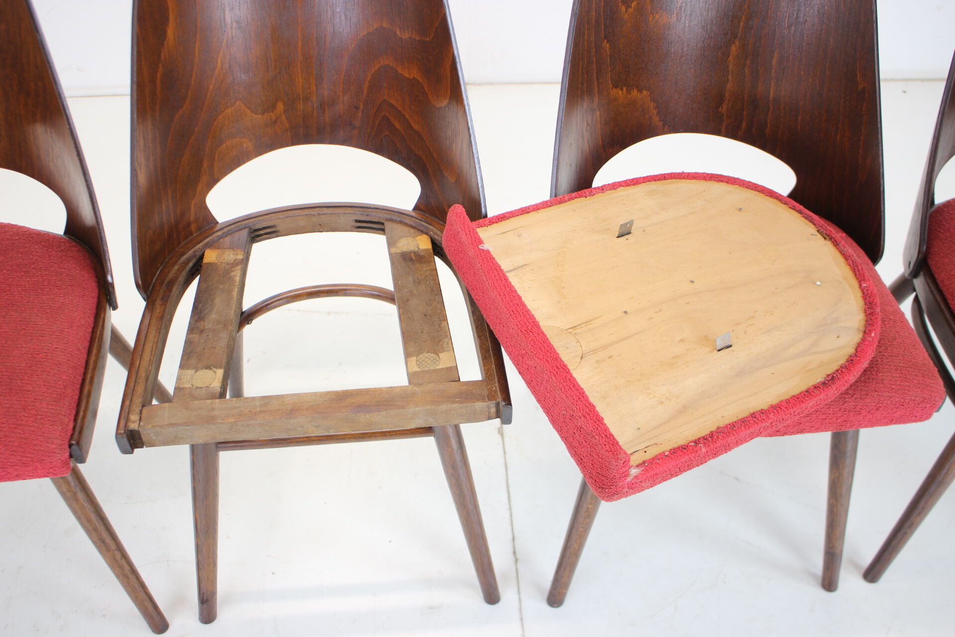 1960s Set of 4 Oswald Haerdtl Dining Chairs for Ton/Thonet, Czechoslovakia