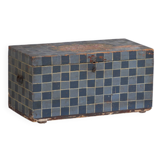 Ancienne malle peinte à décor géométrique (c.1920) #8