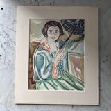 Watercolour Young Woman with Necklace