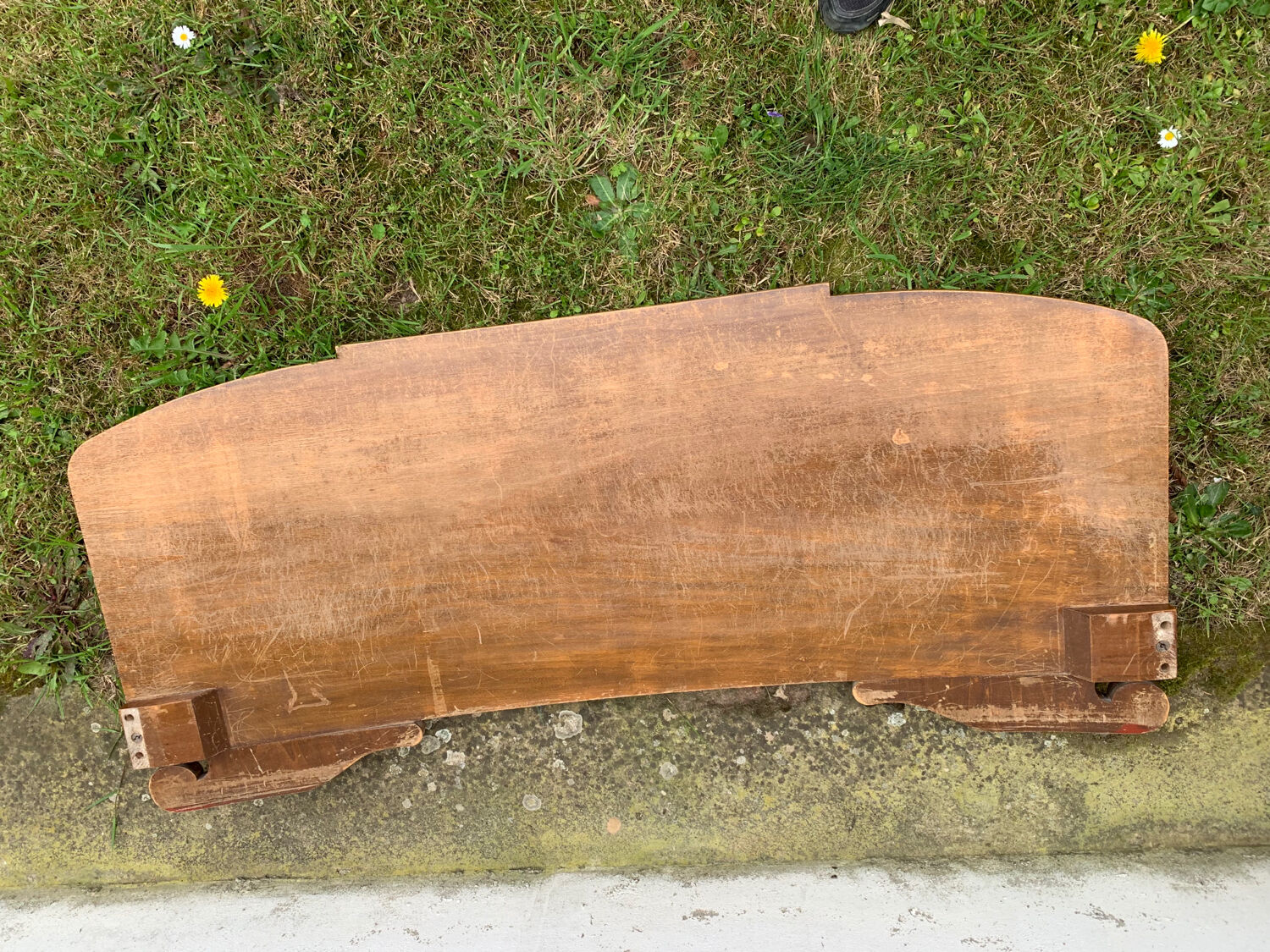 Carved wooden art deco headboard and footboard