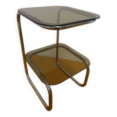 Smoked glass and chrome side table