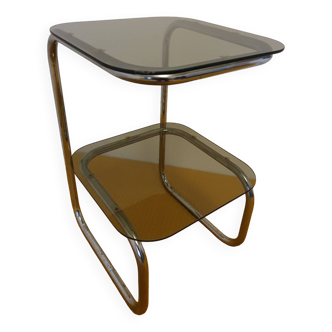 Smoked glass and chrome side table