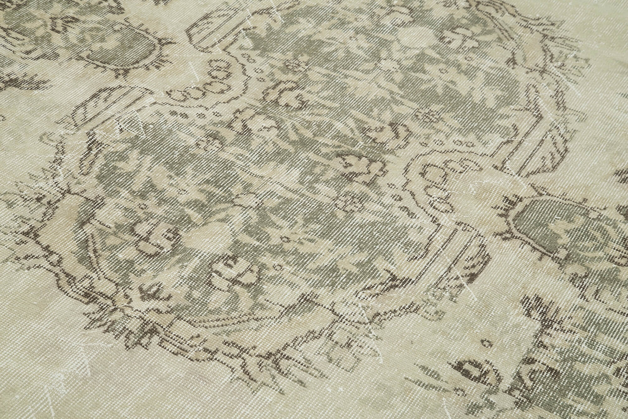 Handmade decorative oriental beige carpet 179 cm x 298 cm