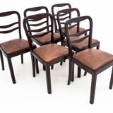 Extendable table with 6 chairs in Art Deco style, Poland, 1940s.