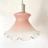 Suspensions en opaline rose et blanche