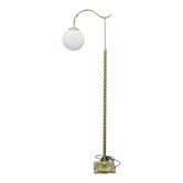 Italian Art Deco Brass Floor Lamp with Glass Globe, 1930s
