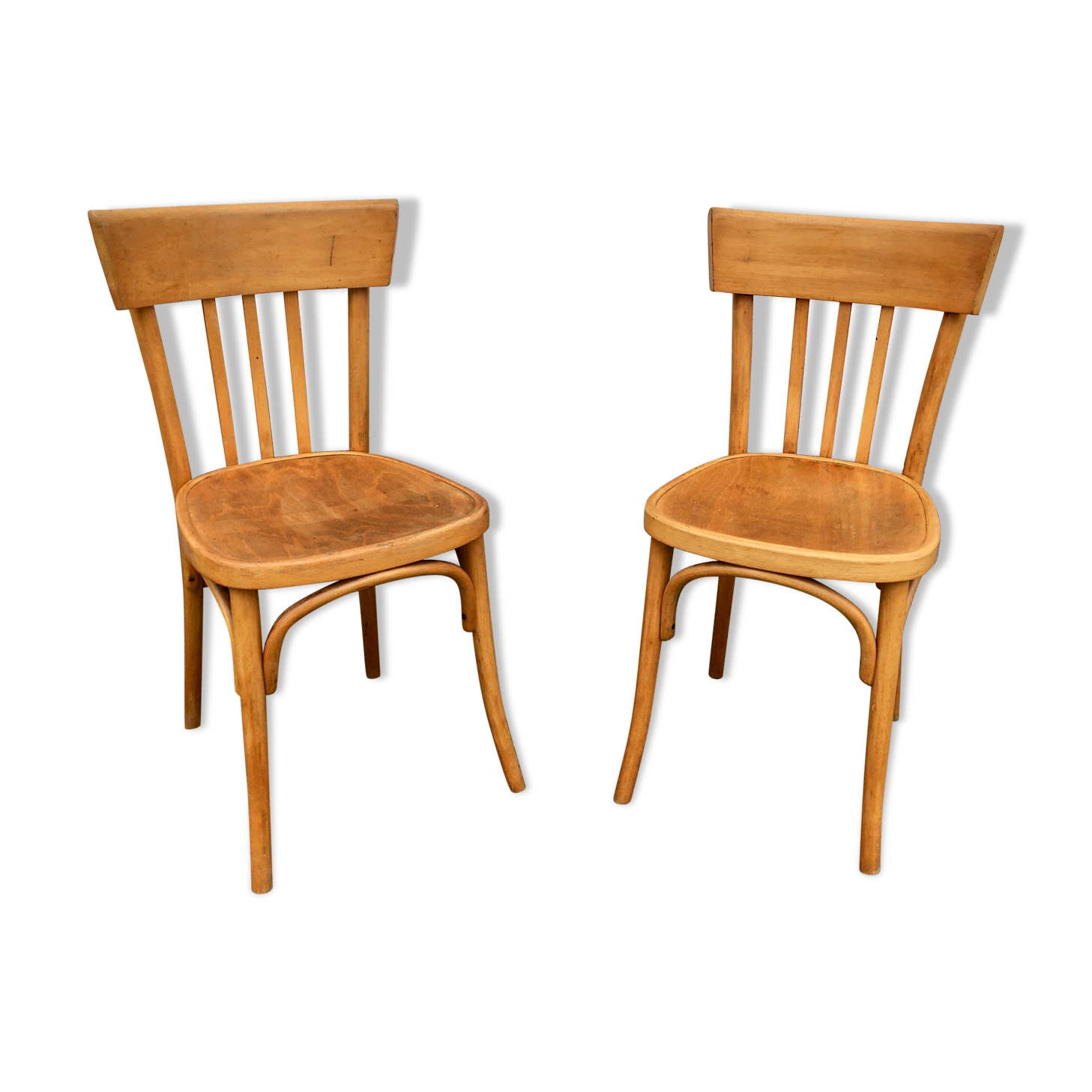 Pair of bentwood curved wooden bistro chairs