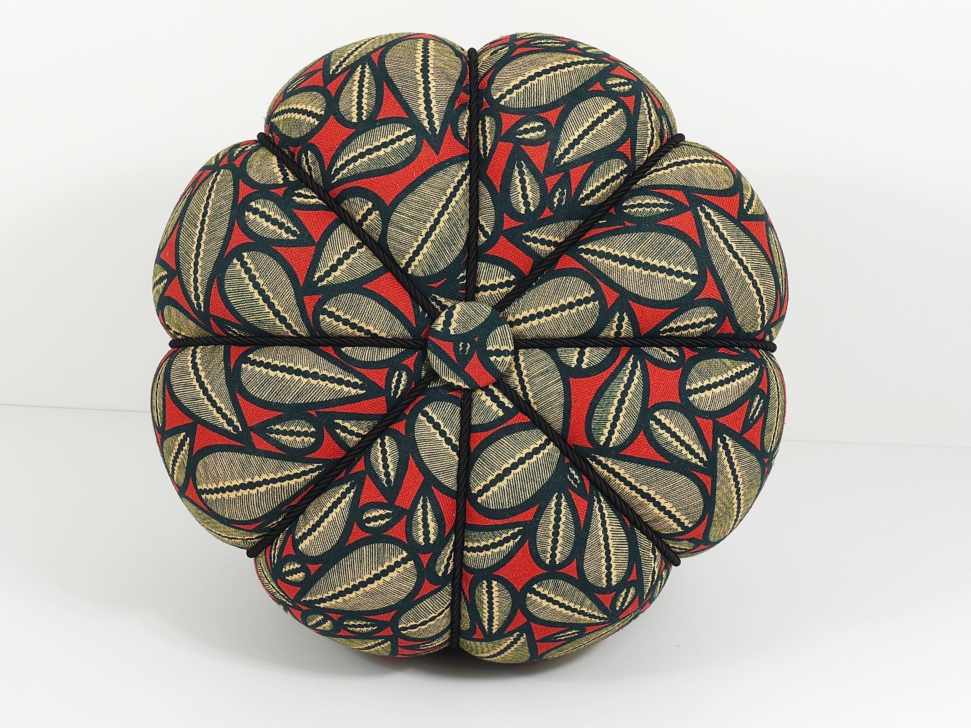 up to 3 Art Deco stools by Jindrich Halabala, leaf pattern, pouf, ottoman, 1930s