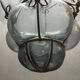 Wrought Iron Tinted Blue Murano Glass Light Pendant 1960’s