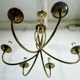 6-light chandelier in bronze and brass