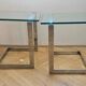 Pair of Midcentury Cantilevered Glass & Chrome Coffee Tables GEBRA, 1980s