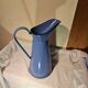 Large old blue enamelled pitcher