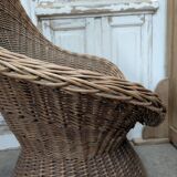 Large woven rattan armchair