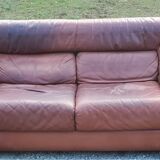 Pair of armchairs and De Sede sofa in cognac leather from the 70s/80s