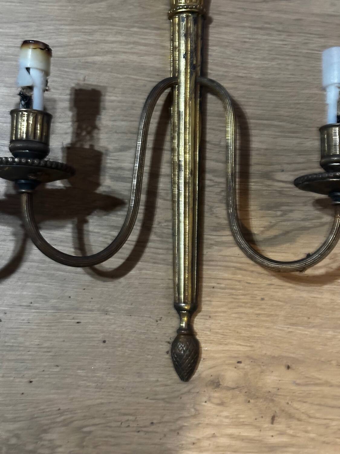 Pair of wall sconces in gilded brass – 2 lights – Louis XVI style