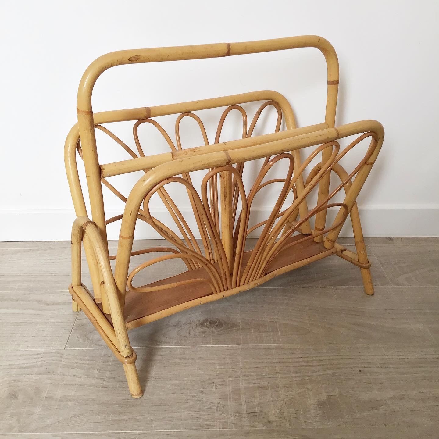 Vintage rattan magazine holder