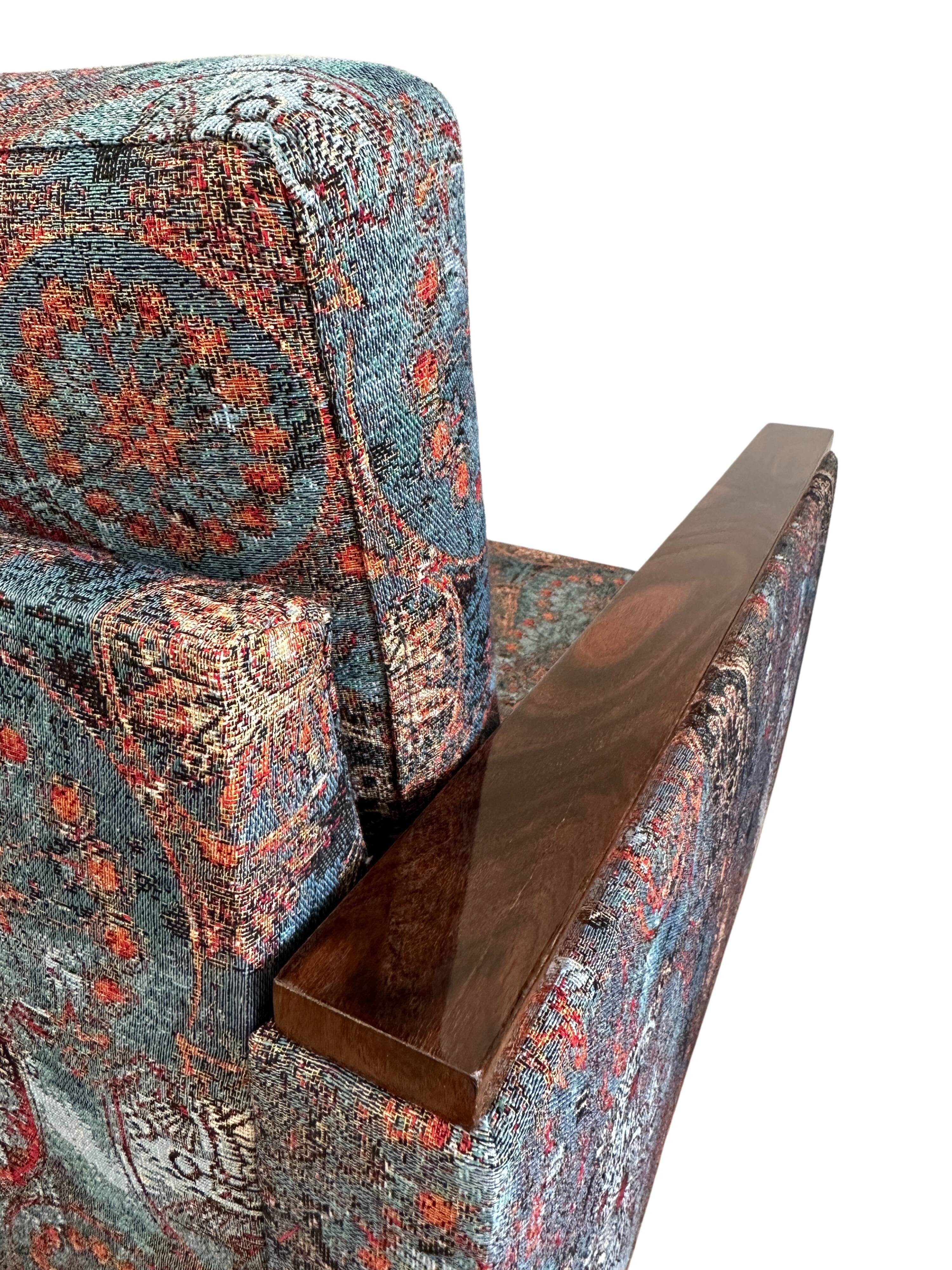 Fauteuils géométriques du milieu du siècle avec motif ethnique, Europe, années 1970