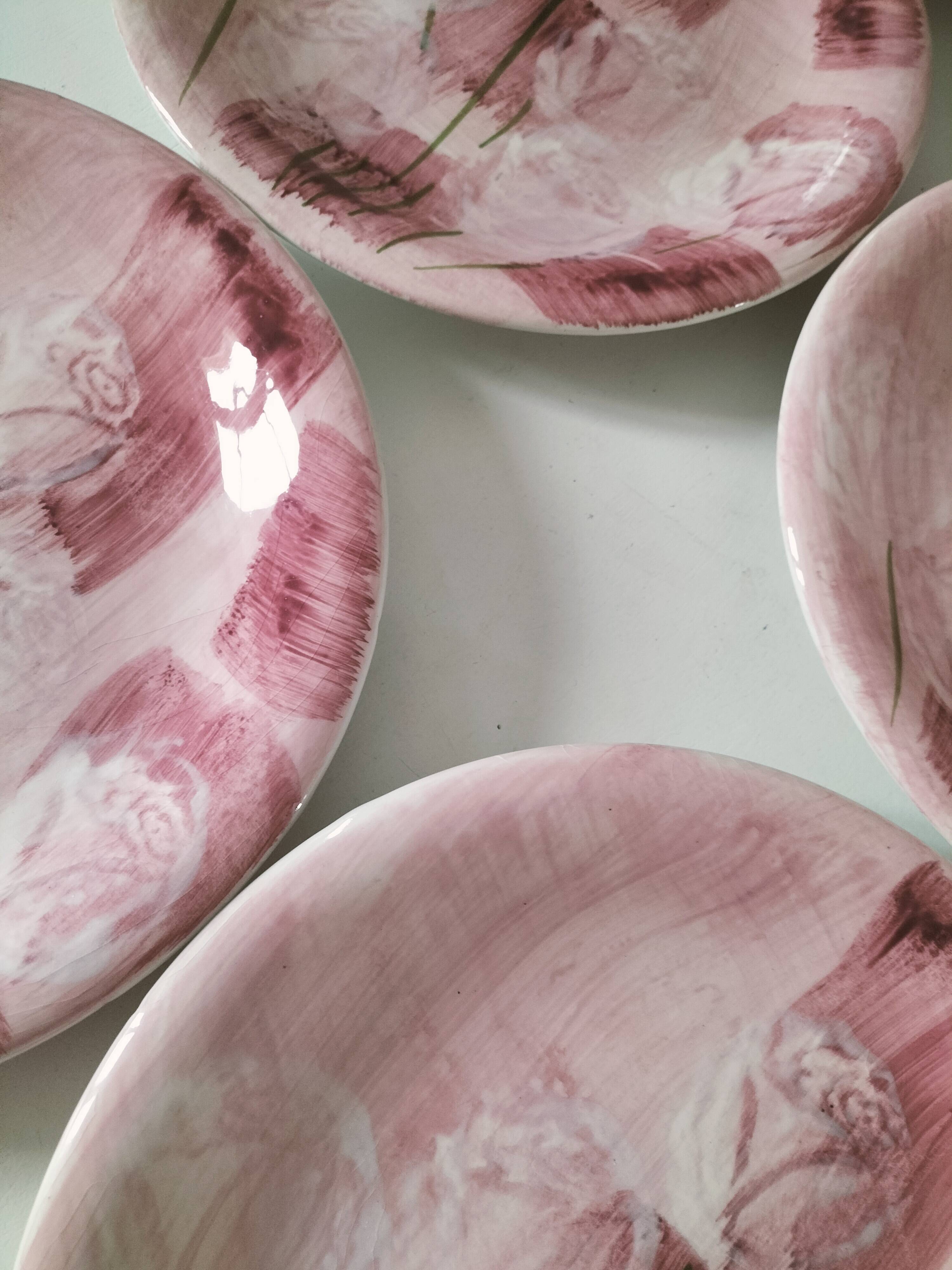 Set of 6 Italian plates CAPA San Polo hand-painted from the 1970s.
