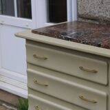 Asymmetrical Art Deco Chest of Drawers – Marble & Cream Green