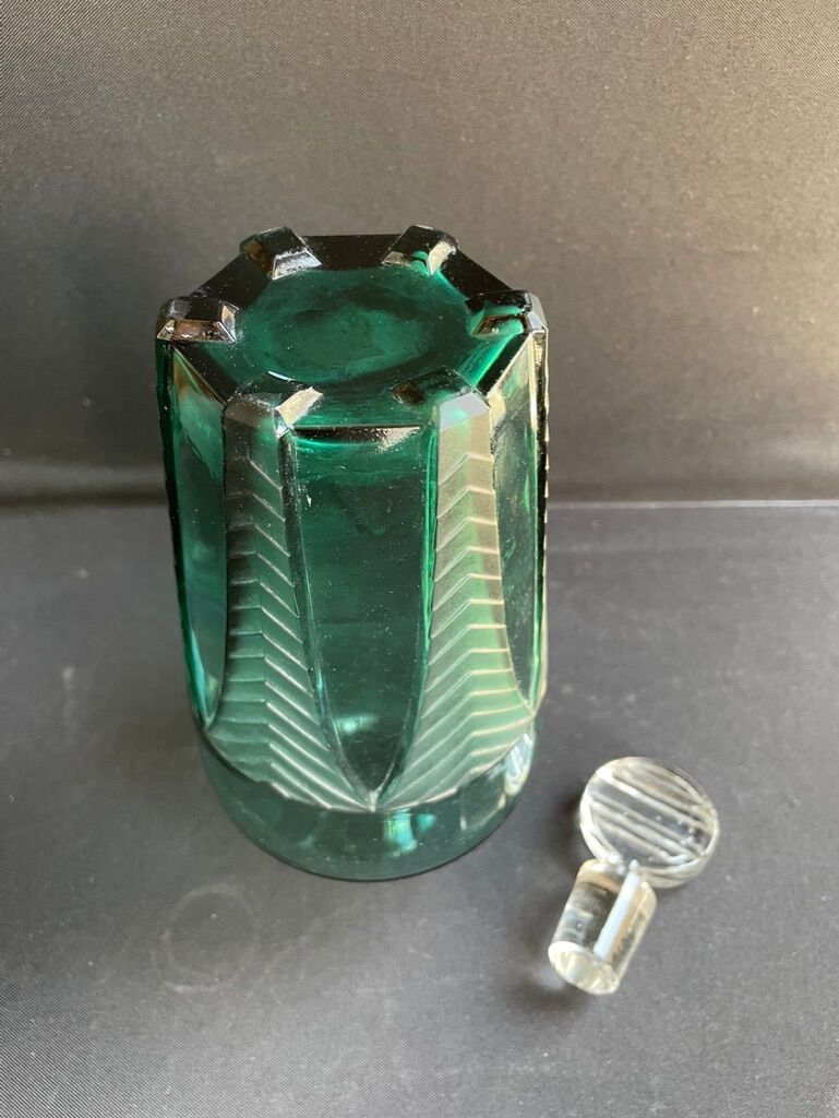 Carafe Art déco bleu turquoise
