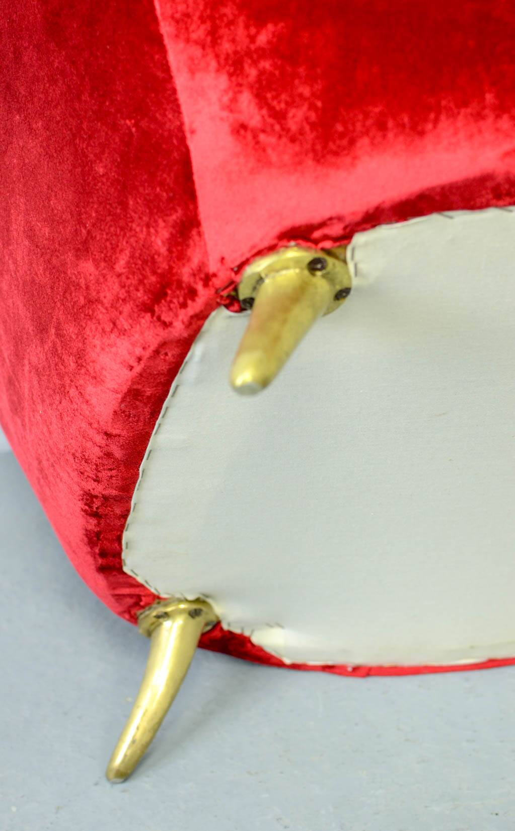 Guglielmo Veronesi Silver & Red Velvet Italian Lounge Chair for ISA Bergamo