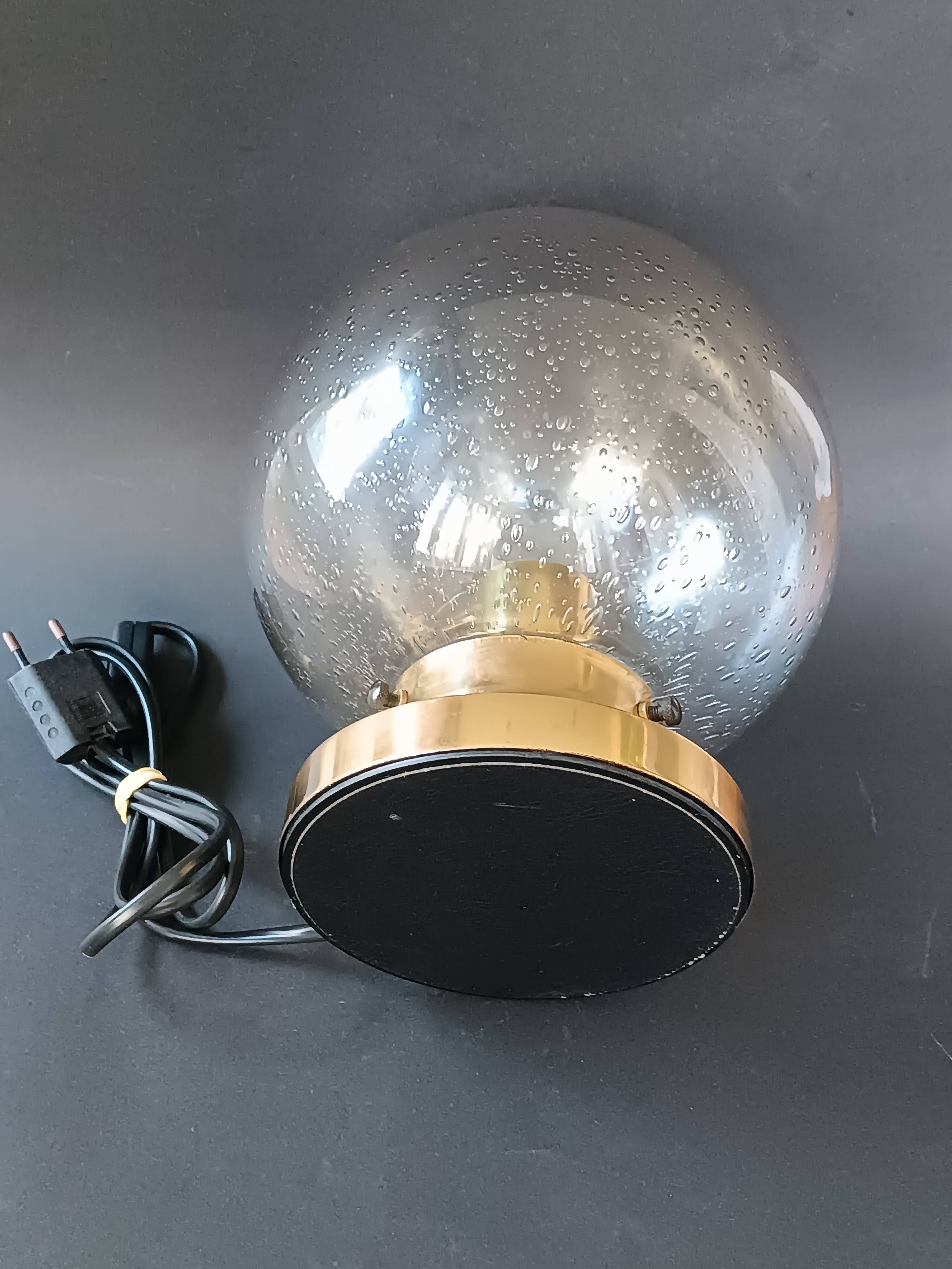 Vintage Limberg table lamp in bubbled glass and brass base