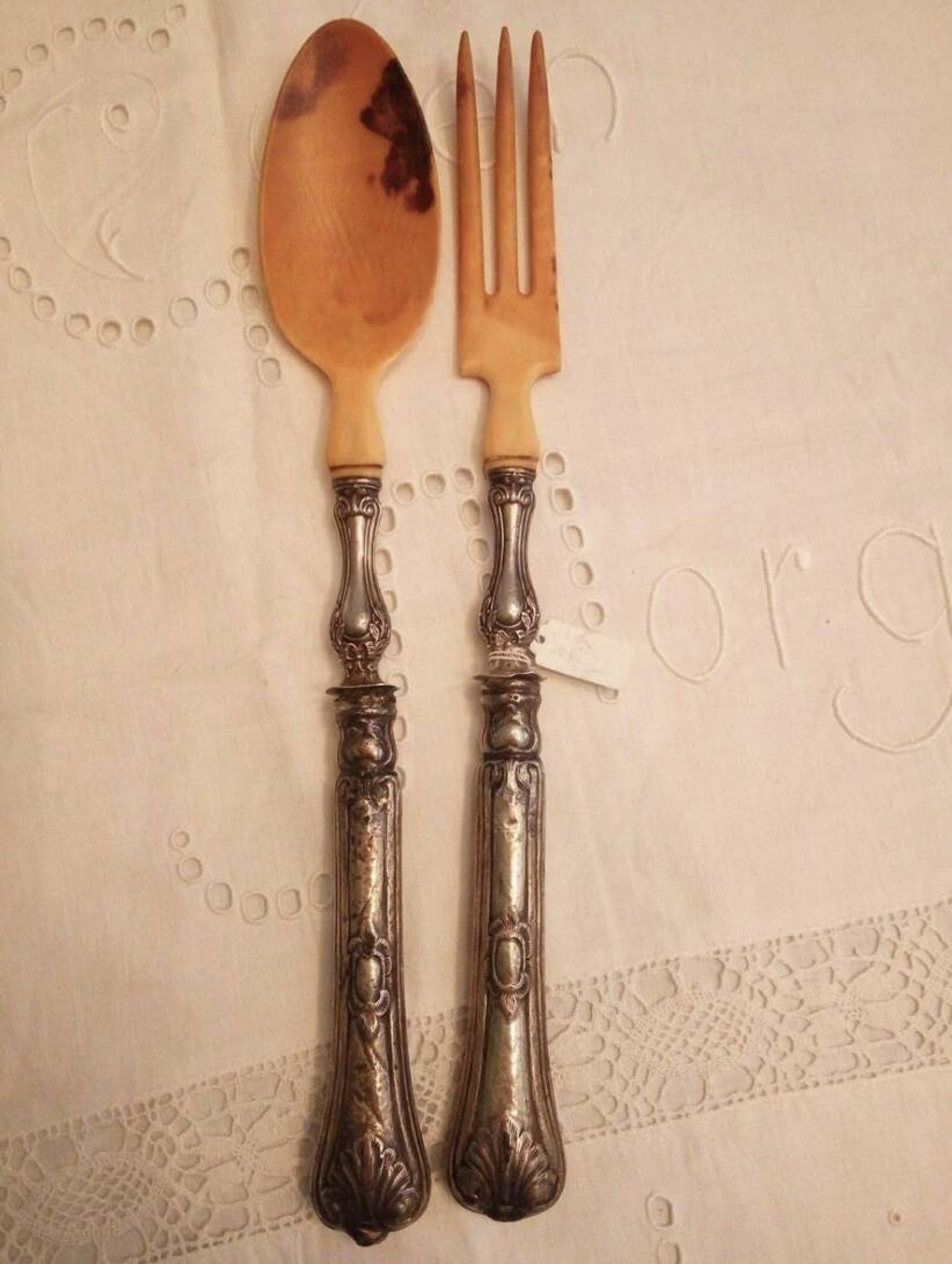 Couverts à salade en argent fourré