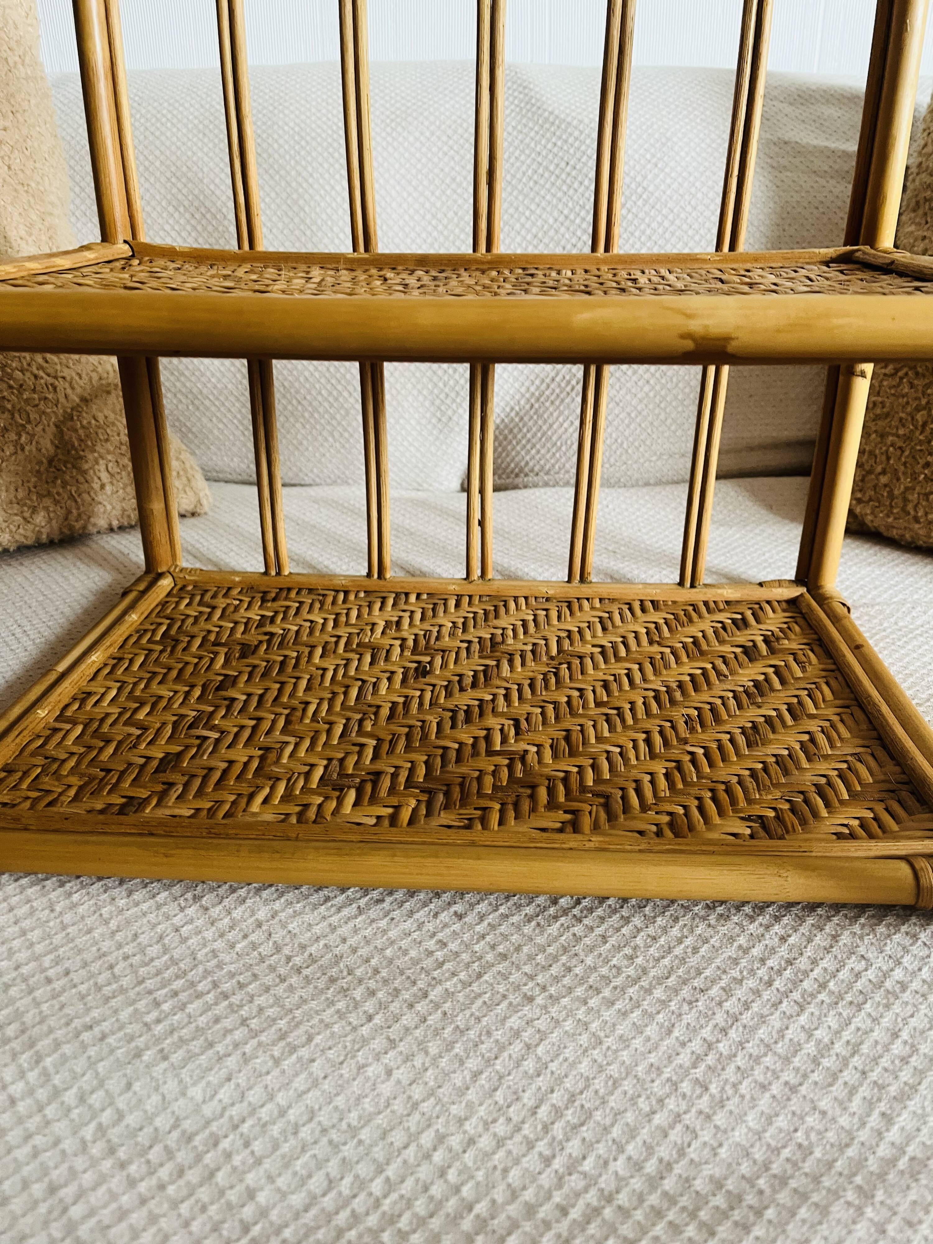 Vintage rattan wall shelf