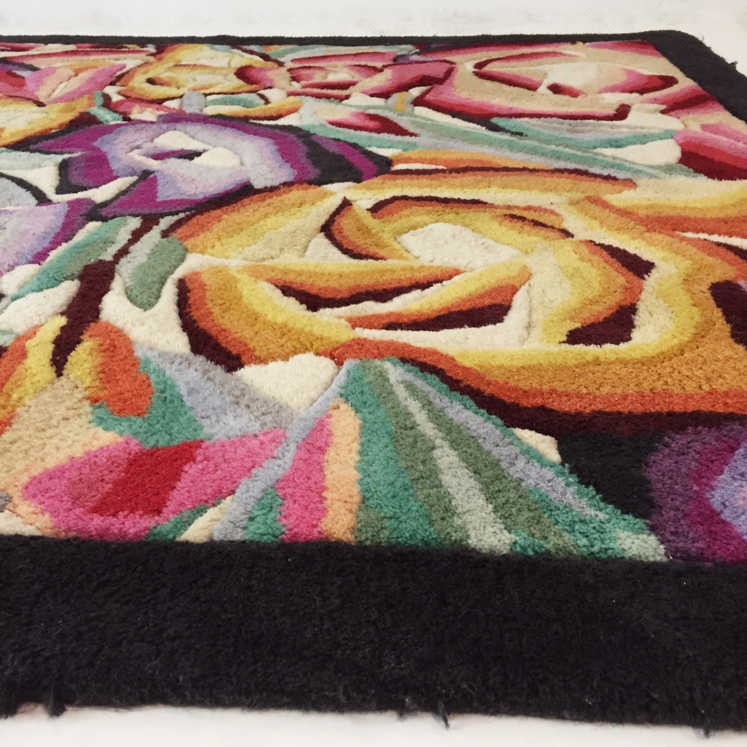 Vintage missoni square flowers rug carpet floor  130x130cm