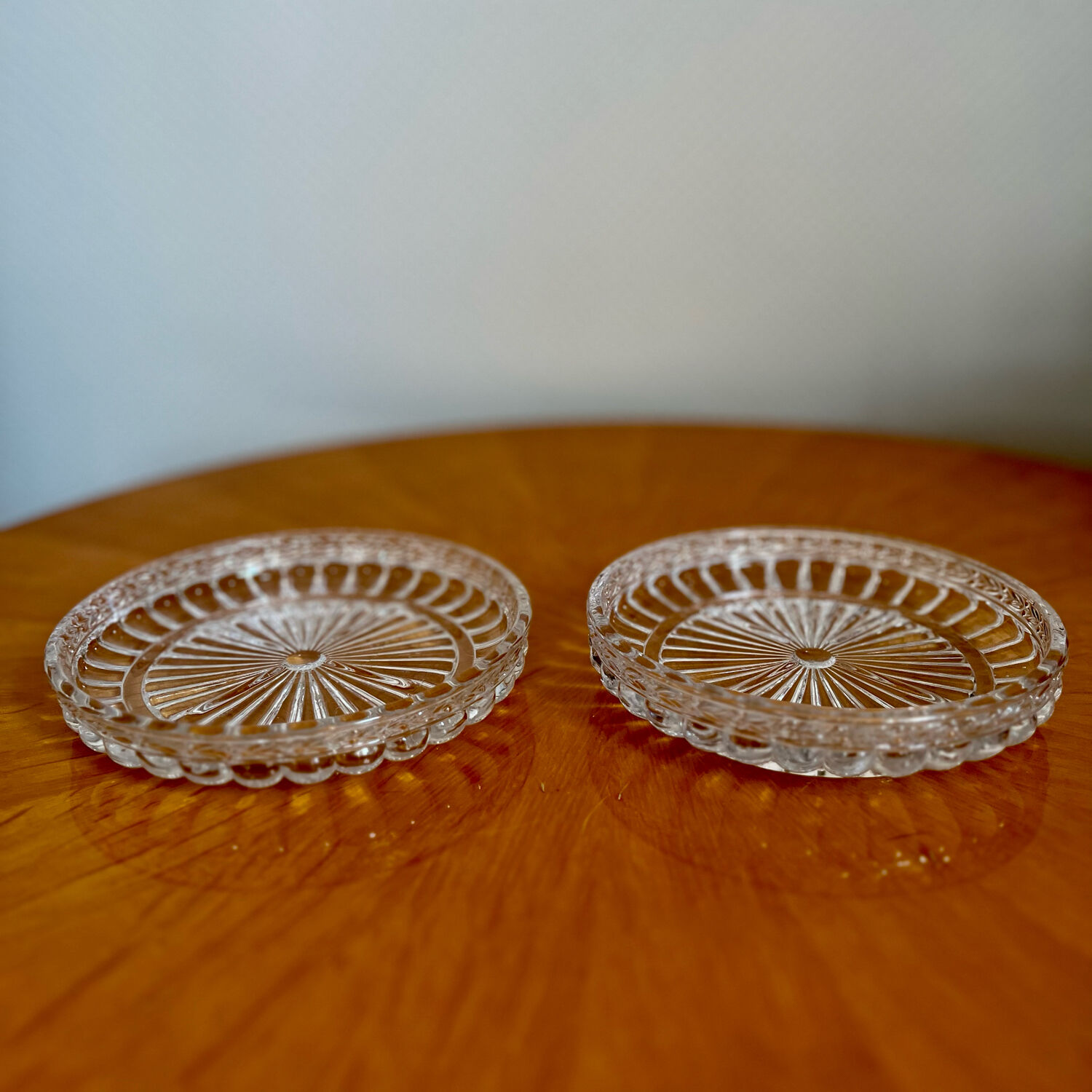 Vintage molded glass empty pocket cups