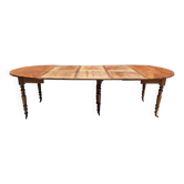 Table ronde extensible (à rallonges et rabats), merisier.